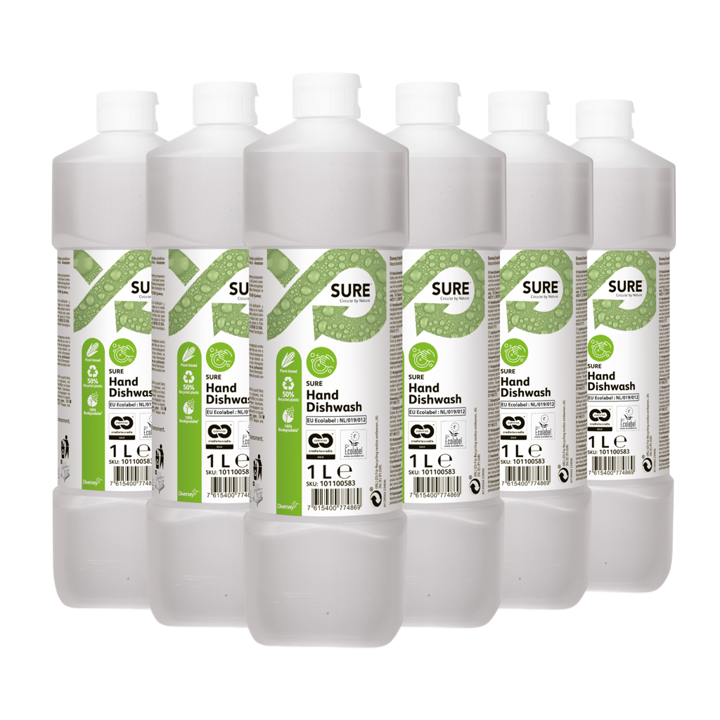 SURE Hand Dishwash 6x1 L - Plantebaseret Håndopvaskemiddel
